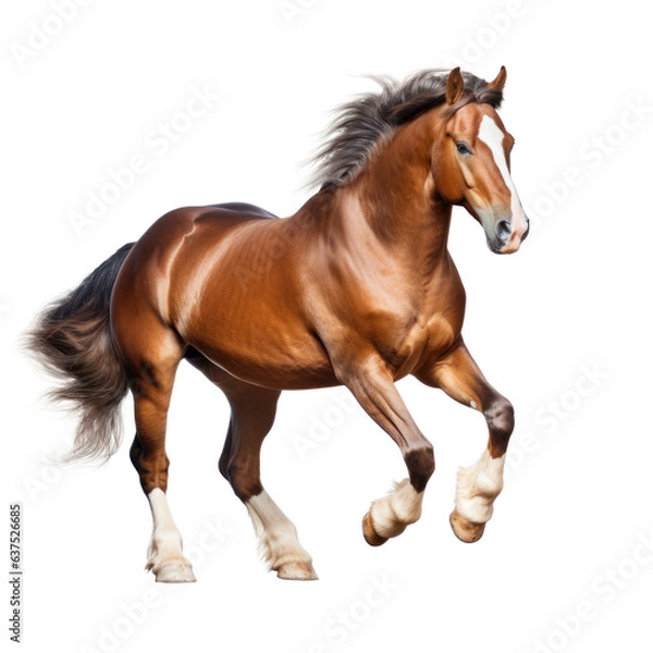 Fototapeta Brown horse run gallop isolated