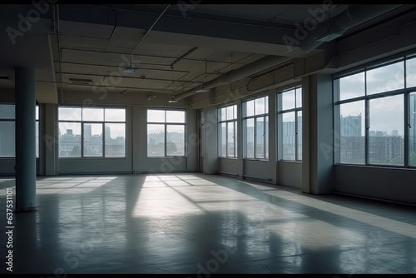 Fototapeta Large black offices with marble floors. Generative AI