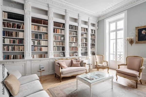 Fototapeta Living room with Victorian-style champagne furniture. Generative AI
