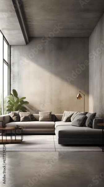 Fototapeta Modern living room with sofa. Generative AI