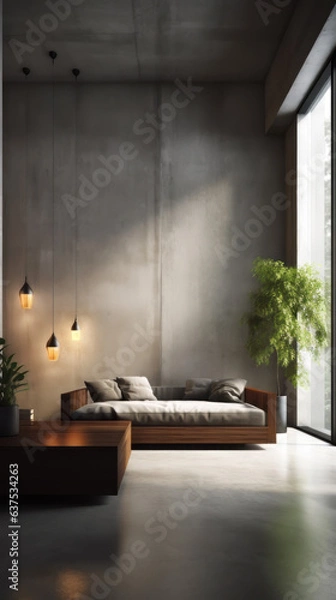 Fototapeta Modern living room in dark and light colors. With modern furniture. Generative AI