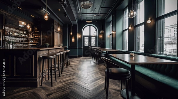 Fototapeta Timeless Charm Unveiled: Step Inside the Enchanting Ambiance of an Old Rustic English Pub! Still Life, Interior