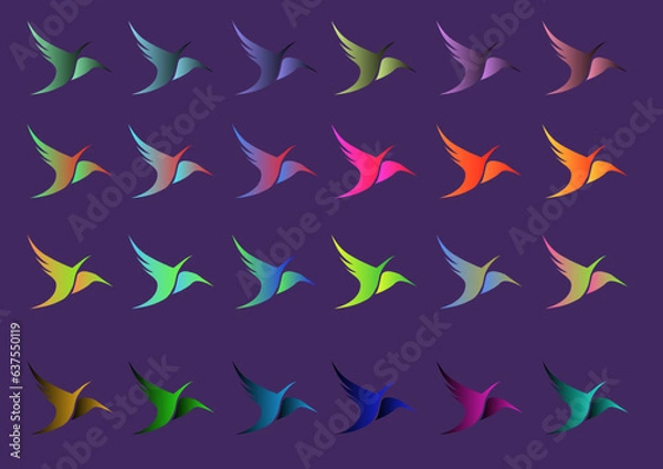 Fototapeta set of two color gradient bird icon