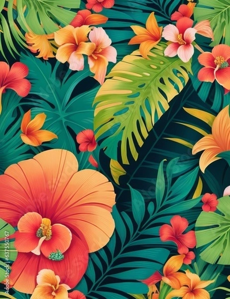 Fototapeta tropical seamless pattern