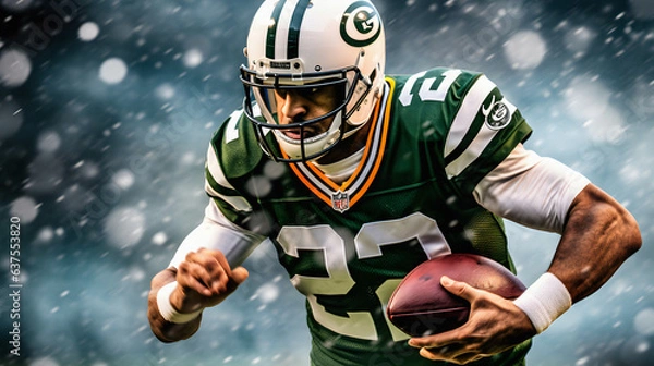 Fototapeta american football player with ball