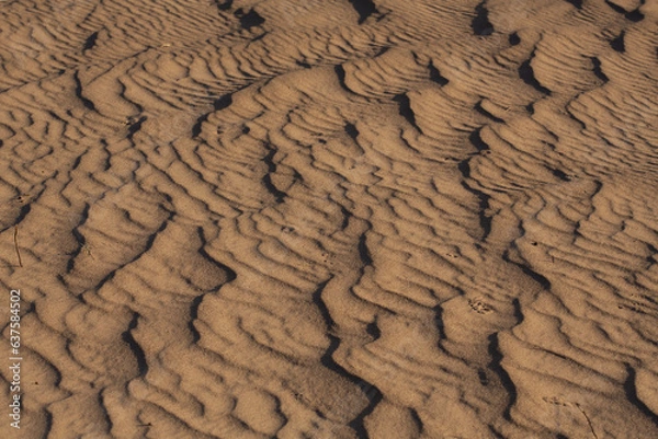 Obraz Intricate and well-defined patterns of light and shadow produced by waves in the sand at the Algodones Sand Dunes in Southern California