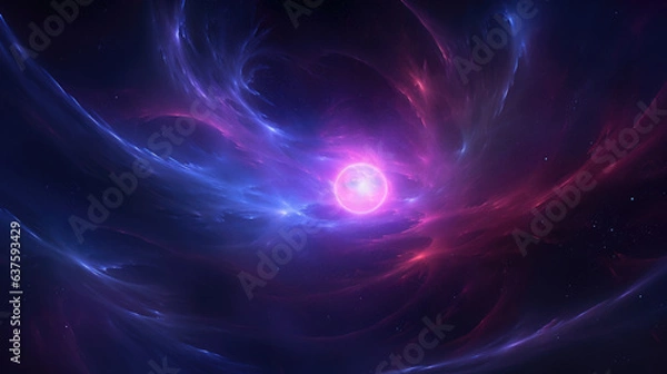 Fototapeta One of the most beautiful and captivating cosmic scenes in the night sky this image captures the true beauty of a pulsar beaming with dazzling colors. A vibrant blue pulsar is the focal point of the