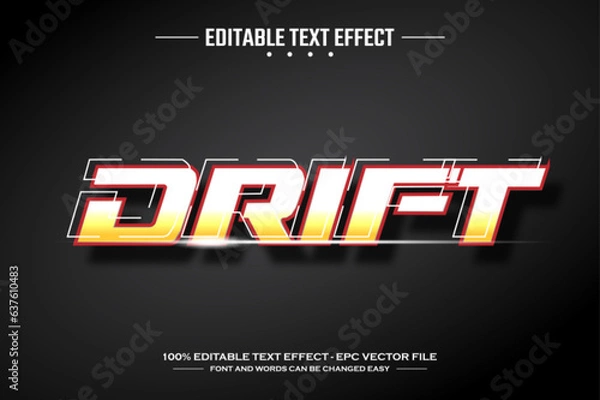 Fototapeta Drift 3D editable text effect template