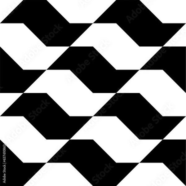 Fototapeta Sao Paulo sidewalk seamless pattern in black and white. Vector illustration.