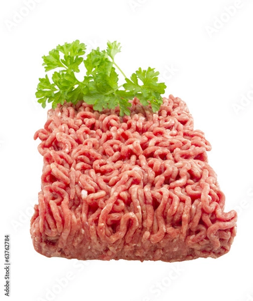 Fototapeta Raw ground beef. isolated on white