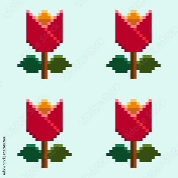 Obraz pixel flowers icons