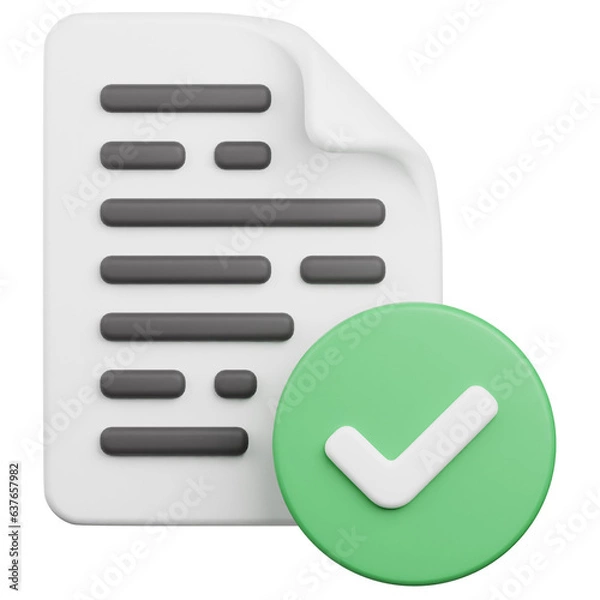 Fototapeta 3D Render File Check Icon, illustration isolated on white background, suitable for website, mobile app, print, presentation, infographic, and other projects.