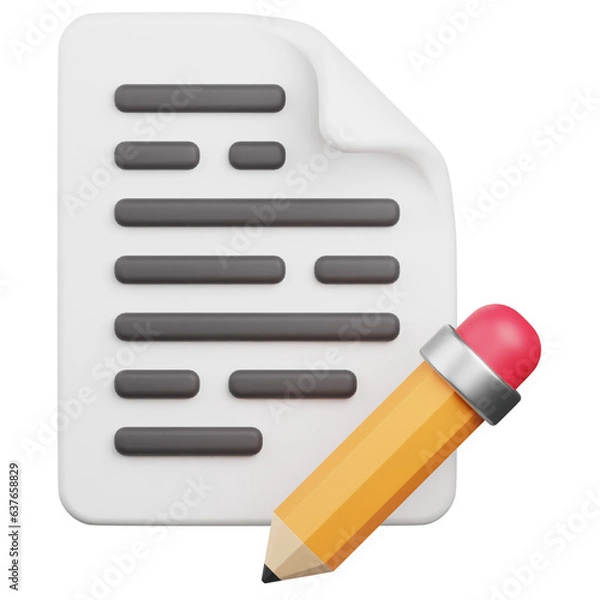 Fototapeta 3D Render Edit File Icon, illustration isolated on white background, suitable for website, mobile app, print, presentation, infographic, and other projects.