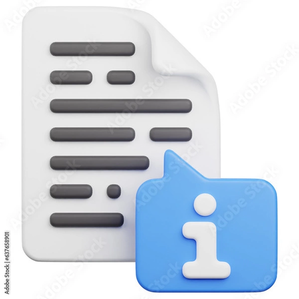 Obraz 3D Render File Information Icon, illustration isolated on white background, suitable for website, mobile app, print, presentation, infographic, and other projects.