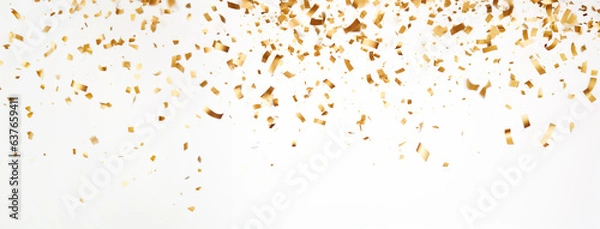 Fototapeta selective focus.Gold confetti falling.decoration and party celebration.