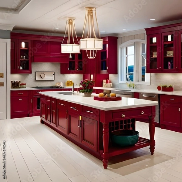 Obraz modern kitchen interior with kitchen ai generated