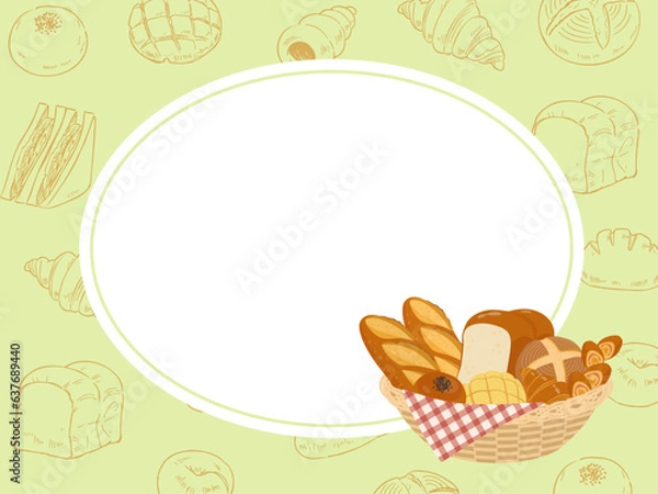Fototapeta パンの背景フレーム_ベクターイラスト