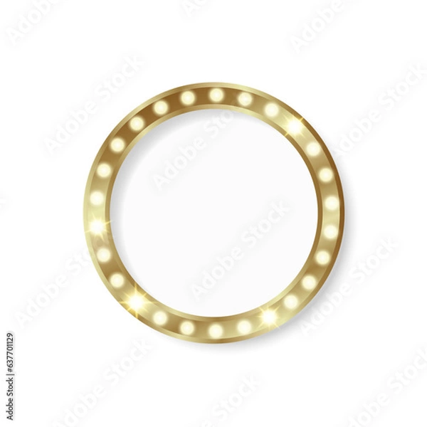 Obraz Glowing golden circle frame. Premium vector sign