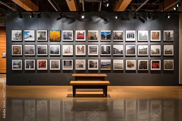 Fototapeta Scene from an exhibition with photographs that encapsulate a spectrum of feelings
