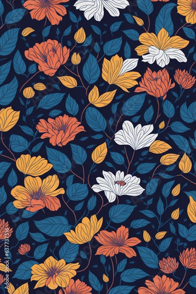 Fototapeta Seamless floral pattern