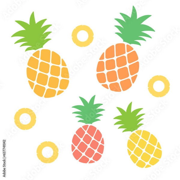 Obraz カラフルなパイナップルのイラスト