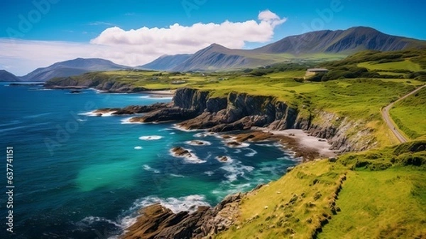 Obraz Captivating scenery of Ring of Kerry, Ireland: majestic landscapes, coastal beauty, view from the top of mountain