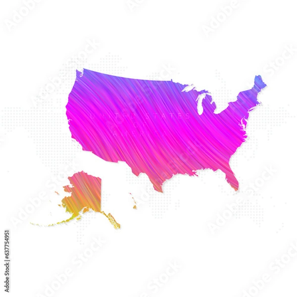 Fototapeta United States of America map in colorful halftone gradients. Future geometric patterns of lines abstract on white background. Vector illustration EPS10