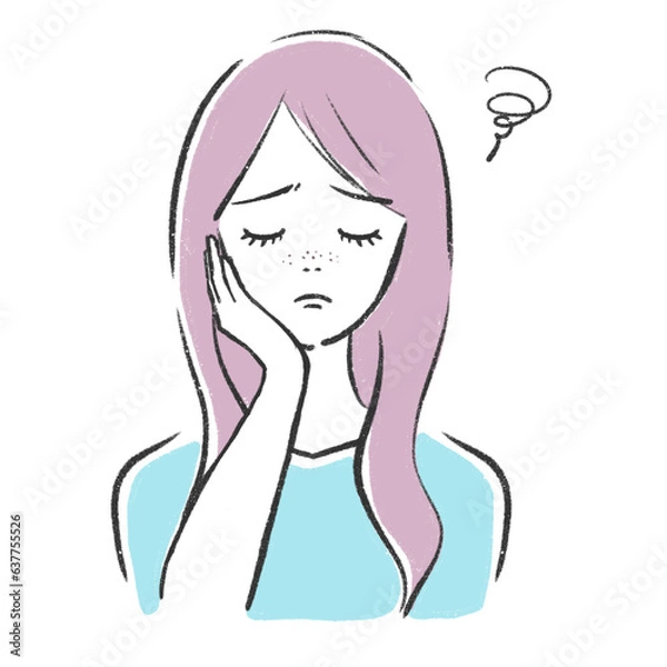 Fototapeta 毛穴に悩む女性　イラスト