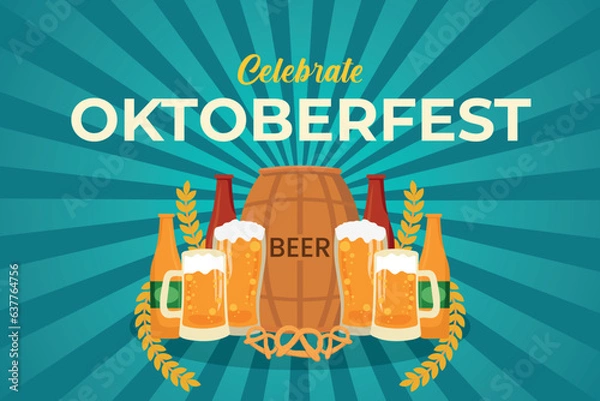 Obraz Happy Oktoberfest flat vector design