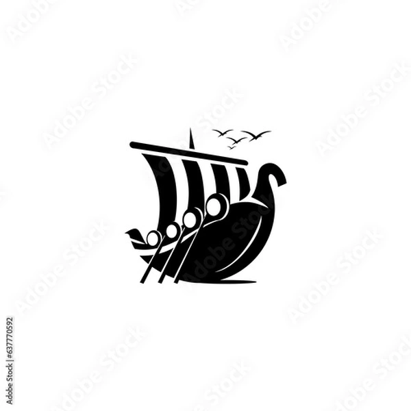 Fototapeta viking sailing ship vector design on white background