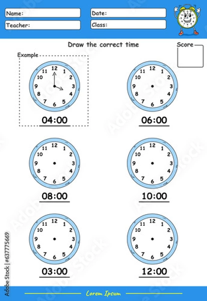 Fototapeta What is the time Worksheet part two