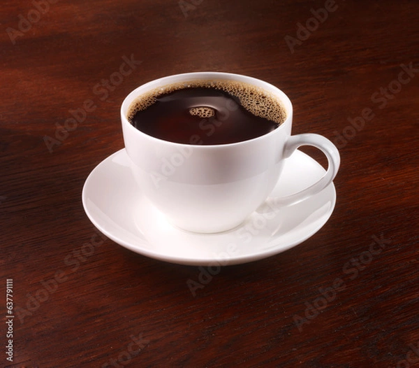Obraz Kaffeetasse auf dunklem Holztisch