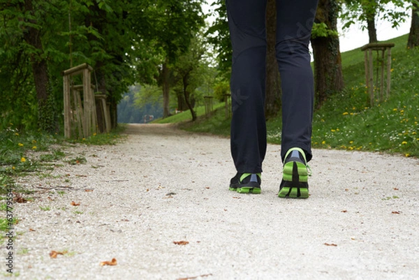 Fototapeta Two legs walking in spring park
