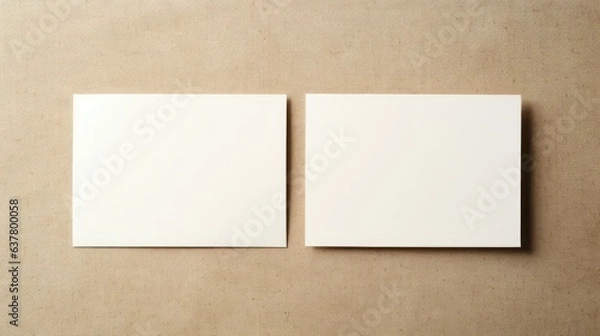 Fototapeta Blank paper cards with mock up space on neutral background perfect for spring summer businesses. Mockup image