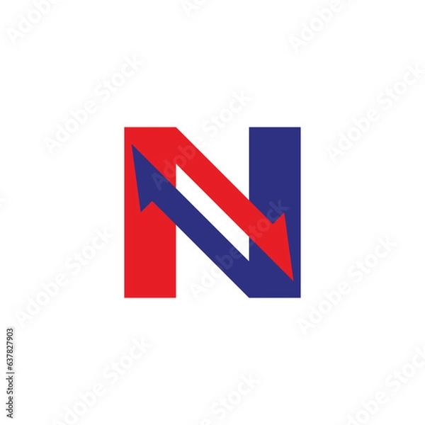 Obraz letter n colorful linked geometric arrow logo vector