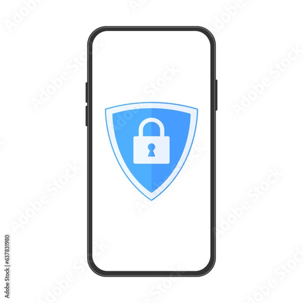 Obraz Telephone internet security. Traffic encryption, VPN, hack antivirus privacy protection. Design, vector.