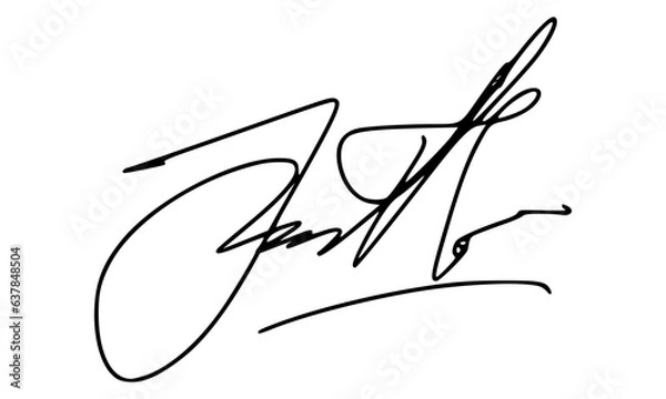 Fototapeta Abstract Signature Idea Starting Letter J for Document. Vector with Transparent Background