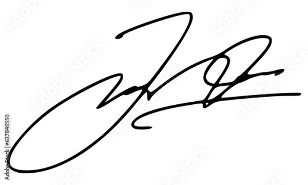Fototapeta Abstract Signature Idea Starting Letter J for Document. Vector with Transparent Background