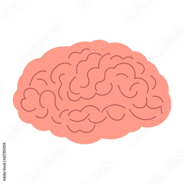 Fototapeta Human Brain flat vector icon for graphic design projects. Organ of nervous system