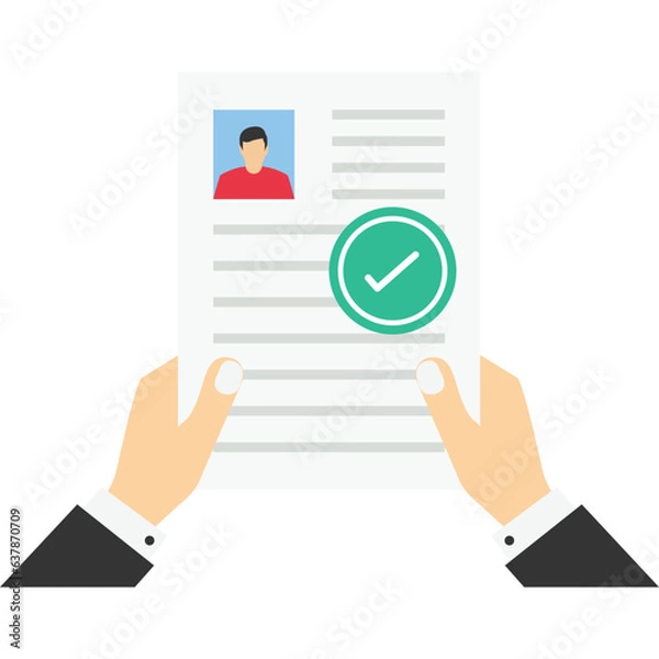 Fototapeta Staff selection from resume, Vector illustration in flat style