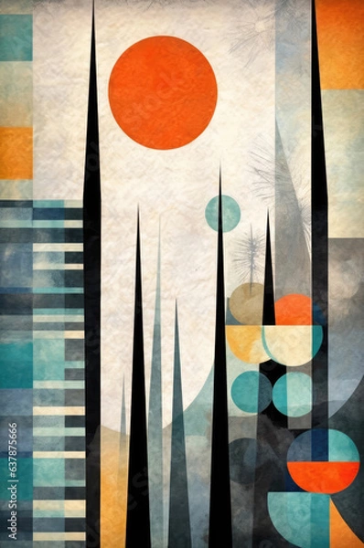Fototapeta Simple modern shapes boho art, winter colors