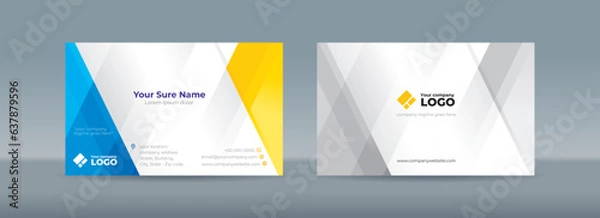 Obraz Double sided business card template with intersecting yellow blue transparent rectangles