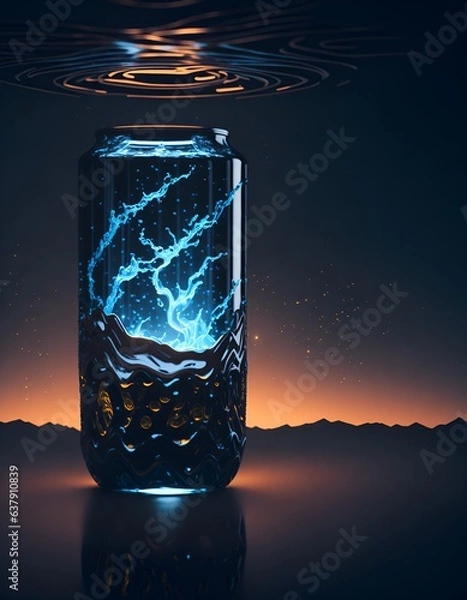Fototapeta Photo of a soda can featuring a striking lightning design