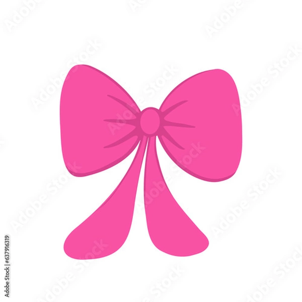 Obraz pink hair bow, doll accessory. Vector Illustration for printing, backgrounds, covers and packaging. Image can be used for greeting cards, posters, stickers and textile. Isolated on white background.