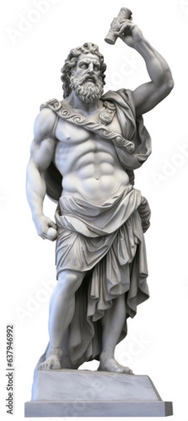 Fototapeta Greek marble god statue isolated on a white background, AI generated