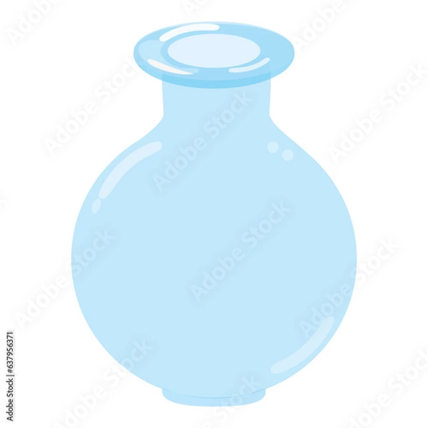 Obraz Cute transparent blue glass flower vase, jar. Isolated on white background, flat design, EPS10 vector