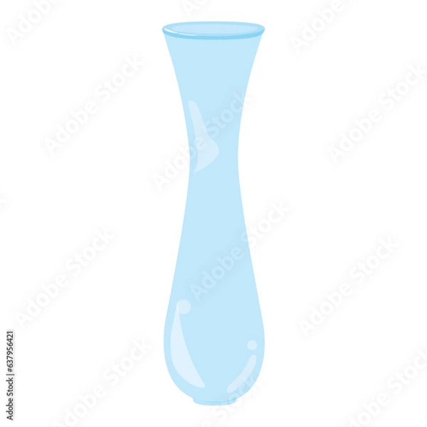 Obraz Cute transparent blue glass flower vase, jar. Isolated on white background, flat design, EPS10 vector