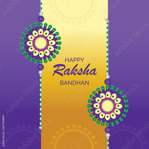Fototapeta 7 Happy raksha bandhan colorful greeting card with mandala design