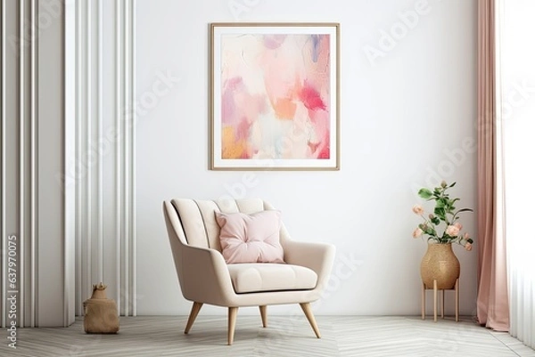 Fototapeta clean white modern living room with sofa
