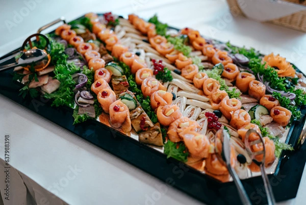 Obraz eine frische Fischplatte bei einer Feier